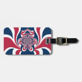 レッドブルー万華鏡のように千変万化するパターンアートプリント ラゲッジタグ (正面横)