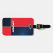 レッドブルー宇宙パーソナライズされたをテーマにした荷札 ラゲッジタグ (正面横)