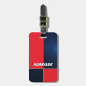 レッドブルー宇宙パーソナライズされたをテーマにした荷札 ラゲッジタグ (正面縦)