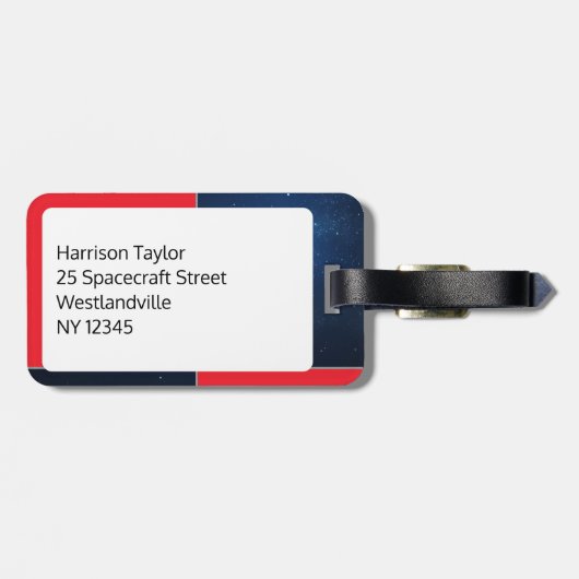 レッドブルー宇宙パーソナライズされたをテーマにした荷札 ラゲッジタグ (裏面横)