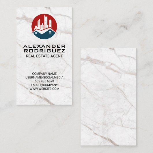 レッドブルー実在エステートロゴ 名刺 (正面/裏面)