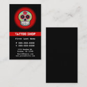 レッドブルー砂糖スカルタトゥーカスタムー名刺 名刺 (正面/裏面)