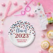 レッドブルー紙吹雪卒業2023紙プレート ペーパープレート (パーティー)