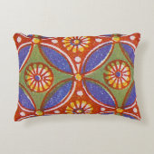 レッドブルー素朴サークルエカラフルジプトのアートパターン アクセントクッション (正面)