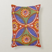 レッドブルー素朴サークルエカラフルジプトのアートパターン アクセントクッション (正面(垂直))