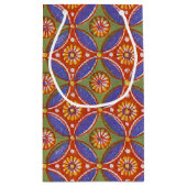 レッドブルー素朴サークルエカラフルジプトのアートパターン スモールペーパーバッグ (裏面)