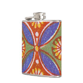 レッドブルー素朴サークルエカラフルジプトのアートパターン フラスク (左)