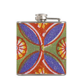 レッドブルー素朴サークルエカラフルジプトのアートパターン フラスク (裏面)