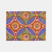 レッドブルー素朴サークルエカラフルジプトのアートパターン フリースブランケット (正面(横))