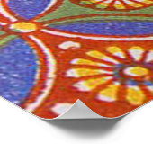 レッドブルー素朴サークルエカラフルジプトのアートパターン ポスター (角)