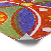 レッドブルー素朴サークルエカラフルジプトのアートパターン ポスター (角)