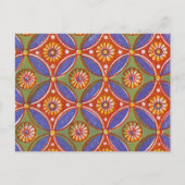 レッドブルー素朴サークルエカラフルジプトのアートパターン ポストカード (正面)