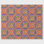 レッドブルー素朴サークルエカラフルジプトのアートパターン ラッピングペーパー (フラット)