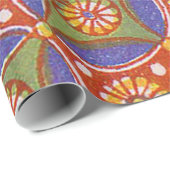 レッドブルー素朴サークルエカラフルジプトのアートパターン ラッピングペーパー (ロールコーナー)