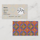 レッドブルー素朴サークルエカラフルジプトのアートパターン 名刺 (正面/裏面)