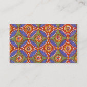 レッドブルー素朴サークルエカラフルジプトのアートパターン 名刺 (裏面)