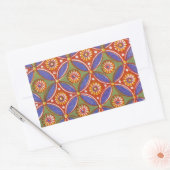 レッドブルー素朴サークルエカラフルジプトのアートパターン 長方形シール (封筒)