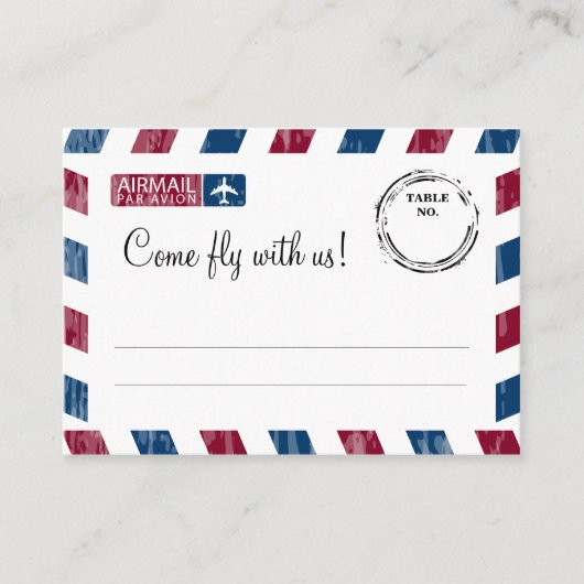 レッドブルー航空便エスコート/シーティングカー結婚ドの プレイスカード (正面)