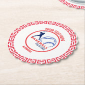 レッドブルー野球女子ボーイバースデーパーティー ペーパーコースター (アングル)