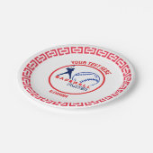 レッドブルー野球女子ボーイバースデーパーティー ペーパープレート (アングル)