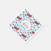 レッドブルー飛行機パターンキッズボーイズガールズ誕生日 スタンダードカクテルナプキン (角)