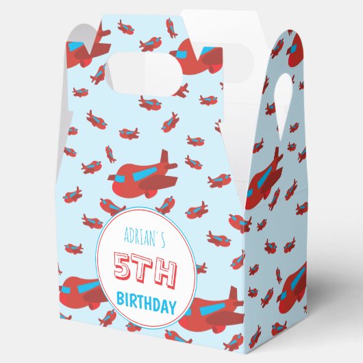 レッドブルー飛行機パターンキッズボーイズガールズ誕生日 フェイバーボックス (オープン)