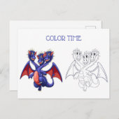 レッドブルー3頭竜の色彩活動 ポストカード (正面/裏面)