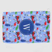 レッドブルー&グリーンゴルフモノグラム ゴルフタオル (横)