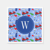 レッドブルー&グリーンゴルフモノグラム スタンダードカクテルナプキン (正面)