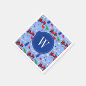 レッドブルー&グリーンゴルフモノグラム スタンダードカクテルナプキン (角)