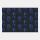 レッドブルー&パープルアジアのドラゴンコレクション ラッピングペーパーシート (正面3)