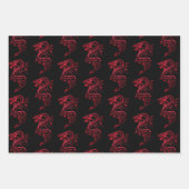 レッドブルー&パープルアジアのドラゴンコレクション ラッピングペーパーシート (正面)