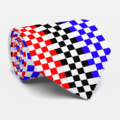 レッドブルー/白黒V Check by Kenneth Yoncich ネクタイ (ロール)