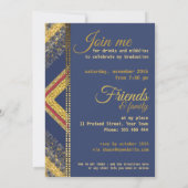 レッドブルー&金ゴールドスタイリッシュ卒業パーティー招待状 招待状 (裏面)