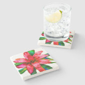 レッドブロムリアドコースターマーブル ストーンコースター (横)