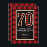 レッドブ素朴ラックバッファロープレイド70th 70誕生日 招待状<br><div class="desc">レッ素朴ドブラックバッファロープレイド70th 70誕生日招待状</div>