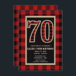 レッドブ素朴ラックバッファロープレイド70th 70誕生日 招待状<br><div class="desc">レッ素朴ドブラックバッファロープレイド70th 70誕生日招待状</div>