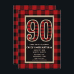 レッドブ素朴ラックバッファロープレイド90th 90誕生日 招待状<br><div class="desc">レッ素朴ドブラックバッファロープレイド90th 90誕生日招待状</div>