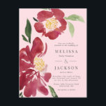 レッドプオーニー結婚式招待状赤面 ポストカード<br><div class="desc">レッドプオーニー結婚式招待状赤面</div>