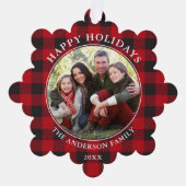 レッドプライド素朴ハッピーホリデー写真 オーナメントカード (正面)