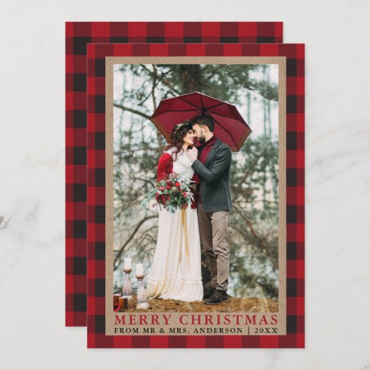 レッドプライド結婚の写真メリークリスマスクラフト シーズンカード (正面/裏面)