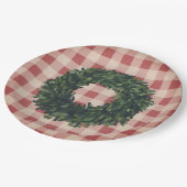 レッドプリッドギンガムリースファームハウスデコール ペーパープレート (アングル)