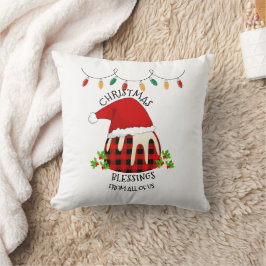 レッドプリッドバッファローサンタクリスマスプディング クッション