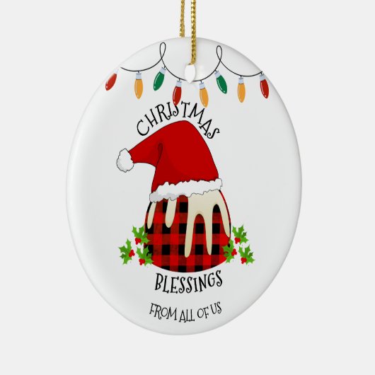 レッドプリッドバッファローサンタクリスマスプディング セラミックオーナメント (右)