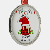 レッドプリッドバッファローサンタクリスマスプディング メタルオーナメント (右)