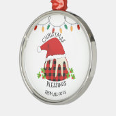 レッドプリッドバッファローサンタクリスマスプディング メタルオーナメント (左)