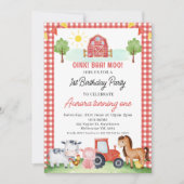 レッドプリドバーンファームアニマルズ誕生日 招待状 (正面)