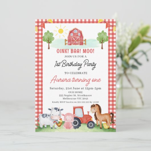 レッドプリドバーンファームアニマルズ誕生日 招待状 (スタンド正面)