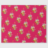 レッドプリムローズブーケヴィンテージ春フローラルパターン ラッピングペーパー (フラット)