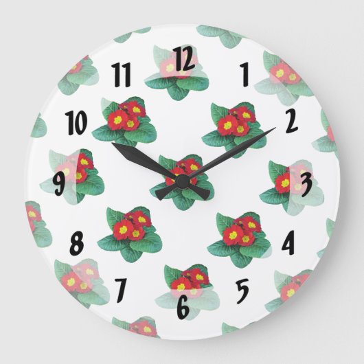 レッドプリムローズ ラージ壁時計 (正面)